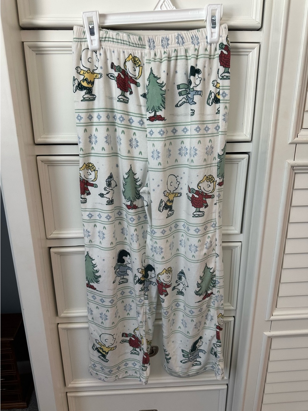 Kids Peanuts White Holiday Pajama Pants with Character Print size 10 NWOT